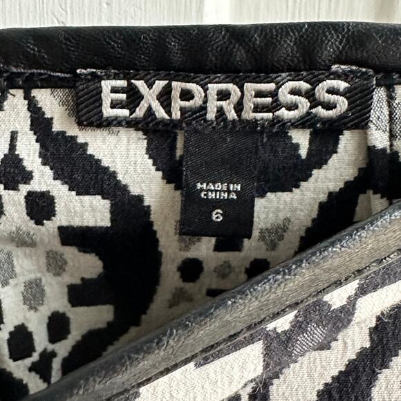 Express Tapestry Print Vegan Leather Trim Faux Wrap Skirt - Picture 5 of 7